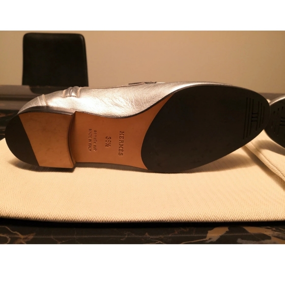 Hermes lady's ankle boots in silver leather - Picture 6 of 9